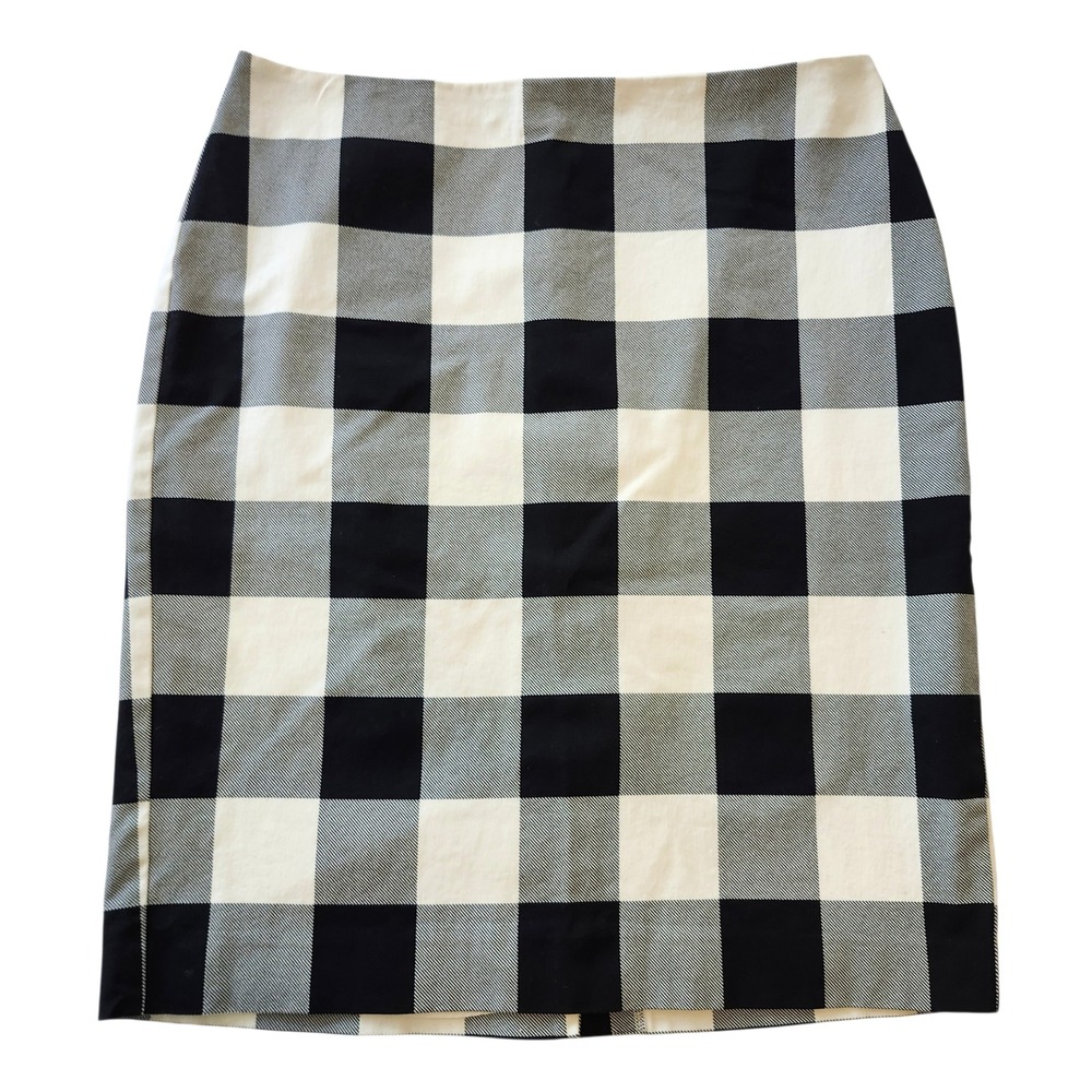Talbots Black & White Buffalo Check Pencil Skirt Knee Length Women's sz 12